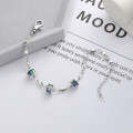 wholesale S925 sterling silver rainbow zirconia slim waist square bracelet, women's hand accessory-0-2