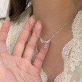wholesale Silver S999 Angel Wing Moonstone Necklace for Women, Minimalist Luxury, Exquisite and Versatile Collarbone Chain-0-3