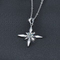 S925 Sterling Silver Moissanite Four-Pointed Star Necklace, Factory Direct-0-0