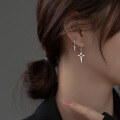wholesale S925 silver minimalist smooth asymmetrical tapered square star women's ear clips summer earrings M01511-0-1