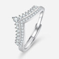 S925 Silver XYL Asymmetrical Row Crown Ring with Moissanite for Women-0-2
