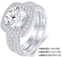 925 Silver Exaggerated Two-Layer Pear-Shaped Moissanite Fashion Drop Ring Customization-R15727 Moissanite 8*8mm + 151 beads  US size 9 / Hong Kong size 19