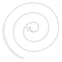 Sterling Silver Adjustable Spring Clasp Cross Chain Necklace-24-Stripe Cross Chain, 40cm + 5cm (approx. 0.78g)  925 Silver