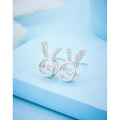 wholesale S925 Sterling Silver Small Rabbit Stud Earrings for Women, Minimalist Animal Design, Dainty and Delicate for Healing Ear Piercings, Diamond-Accented, Dynamic Ear Accessories-0-2
