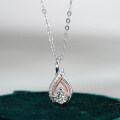 925 Silver Plated Two-Tone Four-Prong Moissanite Pendant Necklace-0-0