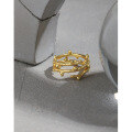 wholesale S925 Sterling Silver 647 Korean Version Ins Small and Unique Design Minimalist Versatile Vine Texture Textured Open Adjustable Ring for Women-0-1