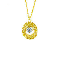 S925 Sterling Silver Dreamcatcher Pendant Necklace for Women-Dreamweaver Necklace (Gold)  50-point Moissanite