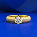 wholesale S925 Gold-Plated Silver Ribbon Brush Ring Set with 50 White Diamonds, Featuring Retro Manual Brushing-0-0