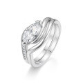 wholesale S925 Sterling Silver Moissanite Set with Marquise Cut Vintage High-End Combination Ring for Women, Exquisite and Luxurious, Dazzling-0-6