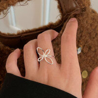 wholesale S925 Sterling Silver Line Hollow-out Bow Ring for Women, Small and Minimalist, Light Luxury, Ins Style, New Release-Sterling silver