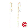 wholesale 925 Sterling Silver Minimalist Design Tassel Crystal Drop Earrings for Women-0-0