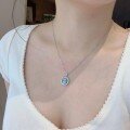 wholesale S925 Sterling Silver Women's Natural Jadeite A Material Weitian Blue Water Gourd Necklace Women's Full Diamond Simple Style Hot Wholesale-0-3