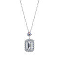 S925 Silver Cross-Border European and American Pendant Necklace with Moissanite and Princess Cut, Women's Fashion Rectangle Choker-0-3