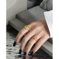 wholesale S925 sterling silver 516 Korean version ins niche design minimalist versatile irregular hollow textured open ring for women-0-3