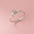 wholesale S925 Sterling Silver Fresh and Sweet Ins-style Niche Design Hollow Tulip Heart Ring R02838-0-2