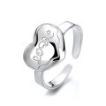wholesale S925 Sterling Silver Minimalist Design Love Heart Ring Open Adjustable Stacking Ring for Women, as Seen inMagazines-0-4