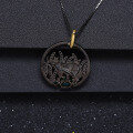 wholesale S925 Silver Green Agate Gemstone Pendant with Designer High-End Animal and Natural Elements Necklace-0-3