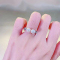 wholesale S925 silver new geometric open ring with 6mm pearl, simple and stylish, versatile for fashion-0-3