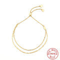 wholesale S925 Sterling Silver Double Layer Adjustable Everyday Basic Chain Bracelet for Women-0-0