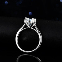 Silver Moissanite Ring Women 3ct Classic Four-Prong Setting-3 carats (set with D color moissanite)  16 yards