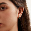wholesale S925 Sterling Silver Korean-style Versatile Commuter Small Green Zircon Minimalist Advanced Tiny Hoop Earrings-0-3