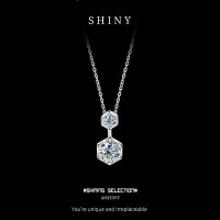S925 Sterling Silver Moissanite Necklace for Women, Minimalist Pendant Collarbone Chain-S925 sterling silver + 1 carat moissanite