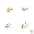 wholesale Sterling Silver S925 Rhinestone Marquise Threaded Turtle Ear Stud, Ins Body Piercing Jewelry-0-0