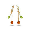 wholesale S925 Silver Plated 14K Gold Peridot and Amber Earrings in Japanese Retro Marrakech Style-0-4