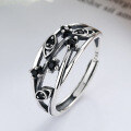 wholesale S925 Sterling Silver Korean Dongdaemun Stylish Zircon Inlaid Irregular Twist Open Ring for Women-0-1