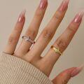 wholesale S925 Sterling Silver Cross-Border Japan-Korea Women's Ring Minimalist Pear-Shaped Main Stone Design Light Luxury High-End Feel Drop Thick Band Ring-0-0
