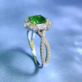 wholesale S925 Silver Square-Cut 7*7 Emerald Luxuriously Bezel-Set European and American Style Ring for Women-0-2