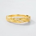 wholesale S925 silver gold-plated retro national trend Moebius half-diamond brushed ring for women, twisted shank index finger ring, fashionable and versatile-0-2