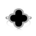 wholesale S925 Sterling Silver Women's Heart-Shaped Four-Leaf Clover Zircon Separate Design Small Luxury Ring-0-5