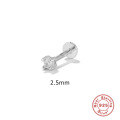 wholesale S925 Sterling Silver Ins Simple Four-Prong Diamond Studded Flat Head Threaded Cartilage Ear Piercing-0-10