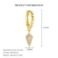 wholesale S925 Sterling Silver Minimalist Zircon Earrings For Women, French-inspired Light Luxury Fashion, Unique European Design-E5176-Gold/Pair 925 Silver