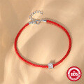wholesale S925 Sterling Silver Single Moissanite Red Rope Bracelet, a popular lucky accessory for women-0-3