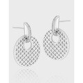 wholesale Sterling Silver S25 Korean Indie Ins Geometric Circle Hollow Mesh Design Stud Earrings for Women-0-0
