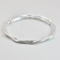 wholesale 999 Sterling Silver Handmade Plain Silver Moebius Ring Intertwined Bracelet for Women Youth Style Solid Push-Pull Pure Silver Bangle for Men-0-0