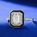 wholesale S925 Sterling Silver Zhuzhifan Jewelry Light Luxury Style Fashionable and Simple Emerald Cut Ring Versatile Three-Piece Set for Socialites-0-1