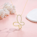 wholesale 925 Sterling Silver Hollow-Out Micro-Inlaid Butterfly Pendant Necklace for Women, Fashionable and Luxurious with an Advanced and Unique Sense-0-2