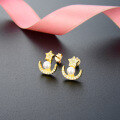 wholesale S925 Silver Small Fresh Star and Moon Zircon Accessory Earrings, Korean Pearl Earrings, Women's Fashion Stud Ear Wholesale-0-1