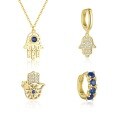 wholesale S925 Sterling Silver European and American Retro Hamsa Hand Earrings for Women, Light Luxury Fashion with Shiny Zirconia, Versatile Accessories-0-4