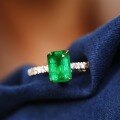 wholesale S925 Sterling Silver Red Elk Full Body Green Diamond Ring, Women's Simple and Fashionable Versatile Ring, Niche Light Luxury French-style Ring-0-2