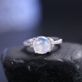 wholesale S925 Silver Vintage Cold Sense Natural Cream Blue Moonstone Ring, Popular in 2024-0-0
