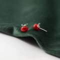 wholesale S925 Sterling Silver Korean Style Resin Apple Stud Earrings, Simple, Unique, Cute Fruit Ear Accessories for Women M02753-0-1
