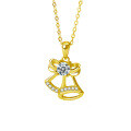 S925 Sterling Silver Moissanite Christmas Bell Necklace Pendant-0-5