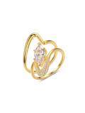 wholesale [Gold] S925 silver stacked marquise moissanite ring with gold hollow curved design, women's hot seller-0-5
