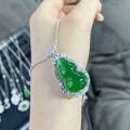 wholesale S925 Sterling Silver Full-body Pure Silver Green Chalcedony Gourd Necklace Imperial Green Agate Buddha Bead Necklace Exquisitely Inlaid New Chinese Style Wholesale-0-2