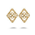 wholesale 14K gold plated S925 sterling silver Japanese light luxury winter night window lattice pattern grace earrings versatile carved earrings-0-4