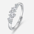 Sterling Silver Women's Ring with Marquise Moissanite, Trendy and Unique Design-0-2
